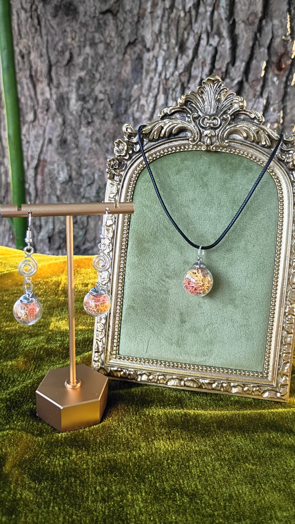 Hippie Moss Glass Orb Jewelry