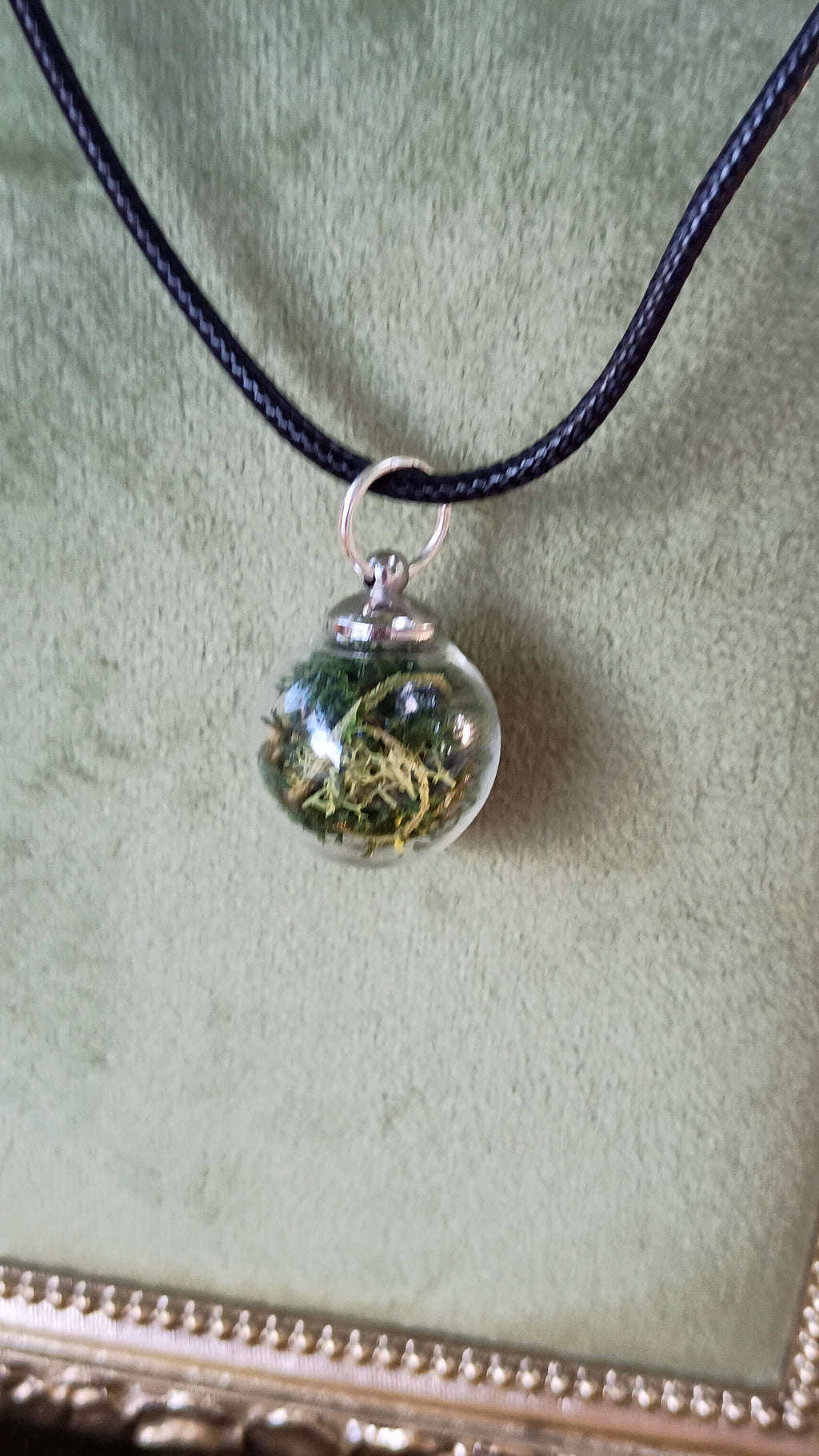 Green Moss Glass Orb Jewelry