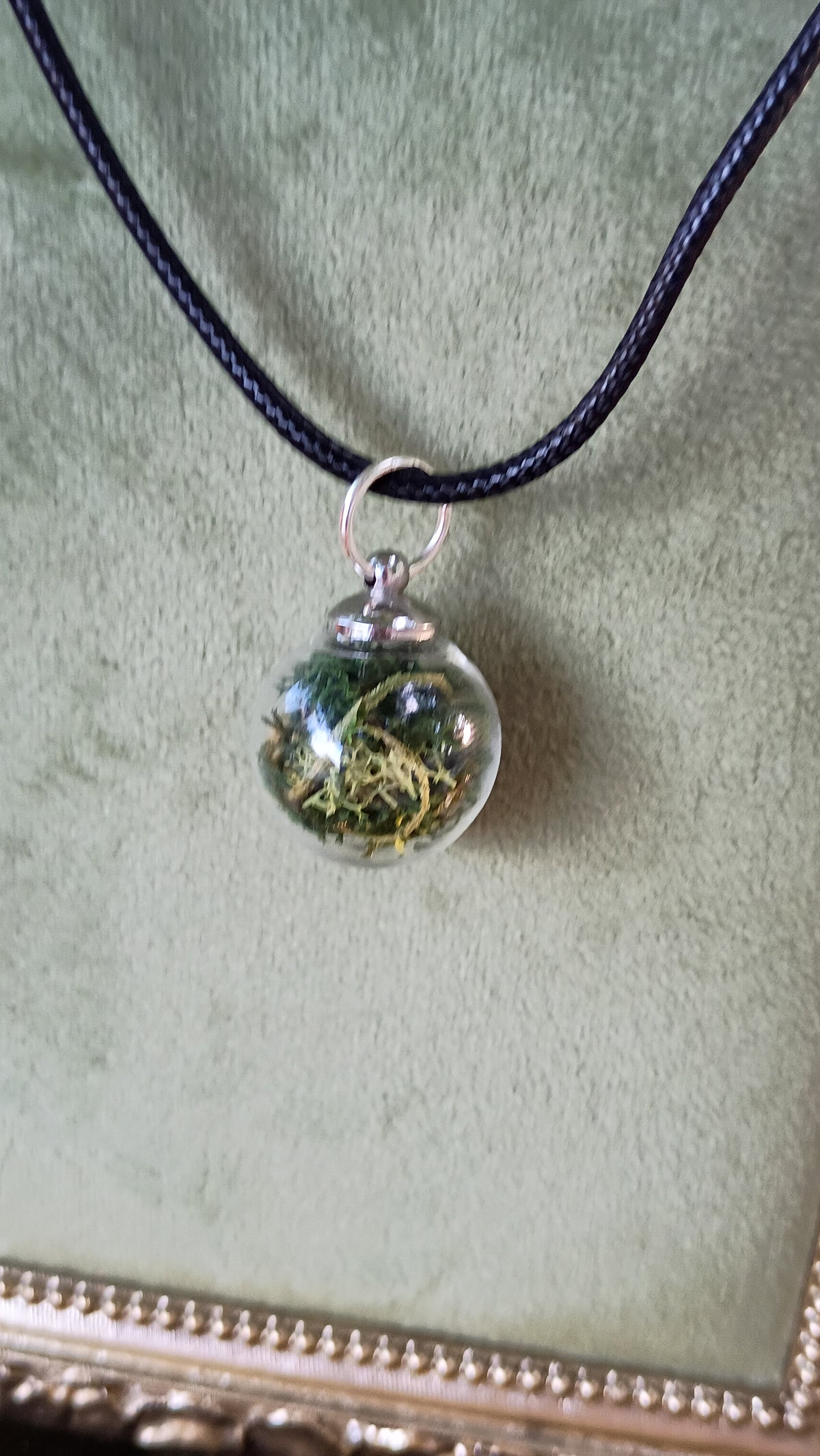 Green Moss Glass Orb Jewelry