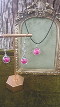 Pink Moss Glass Orb Jewelry