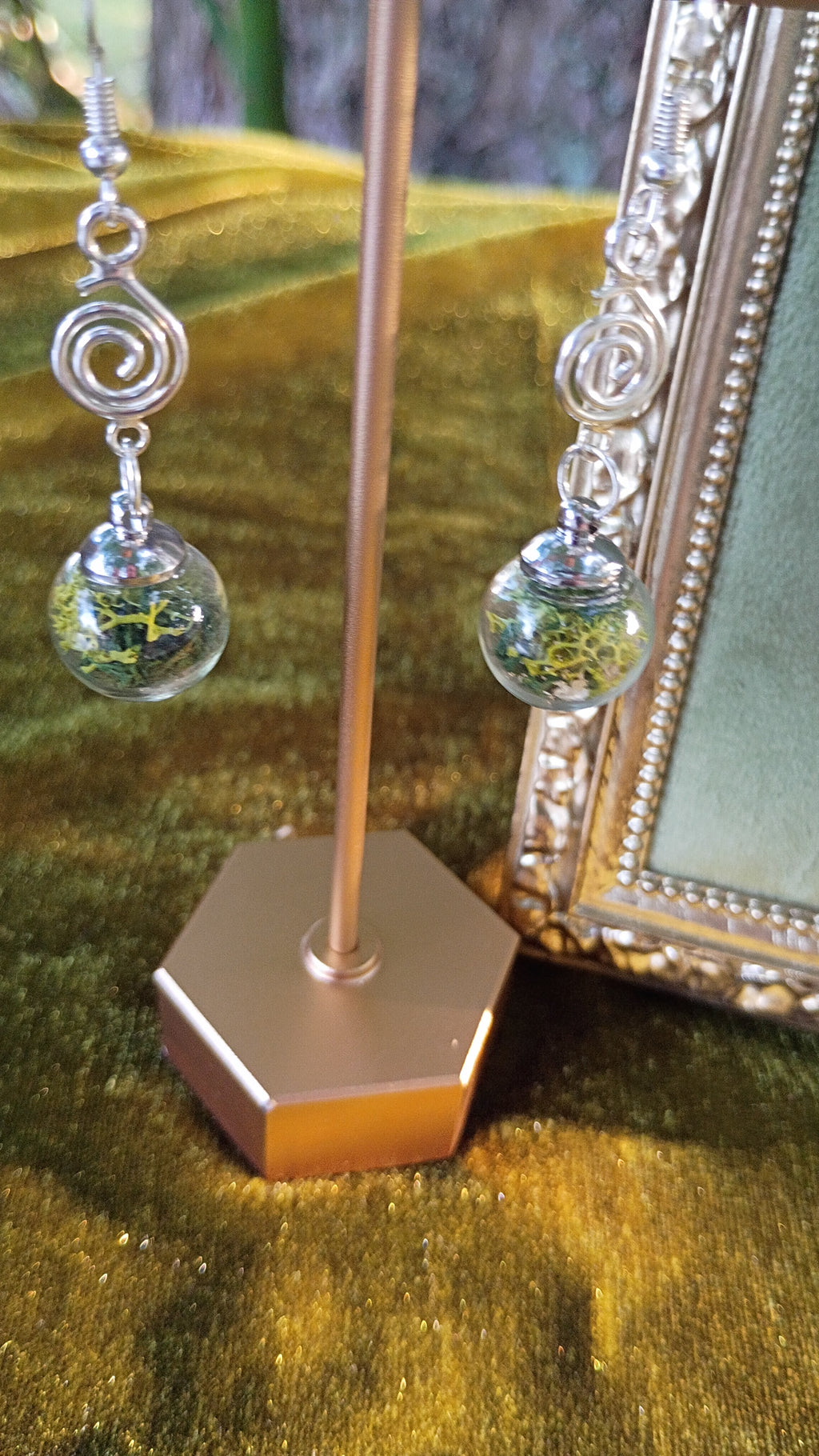 Green Moss Glass Orb Jewelry